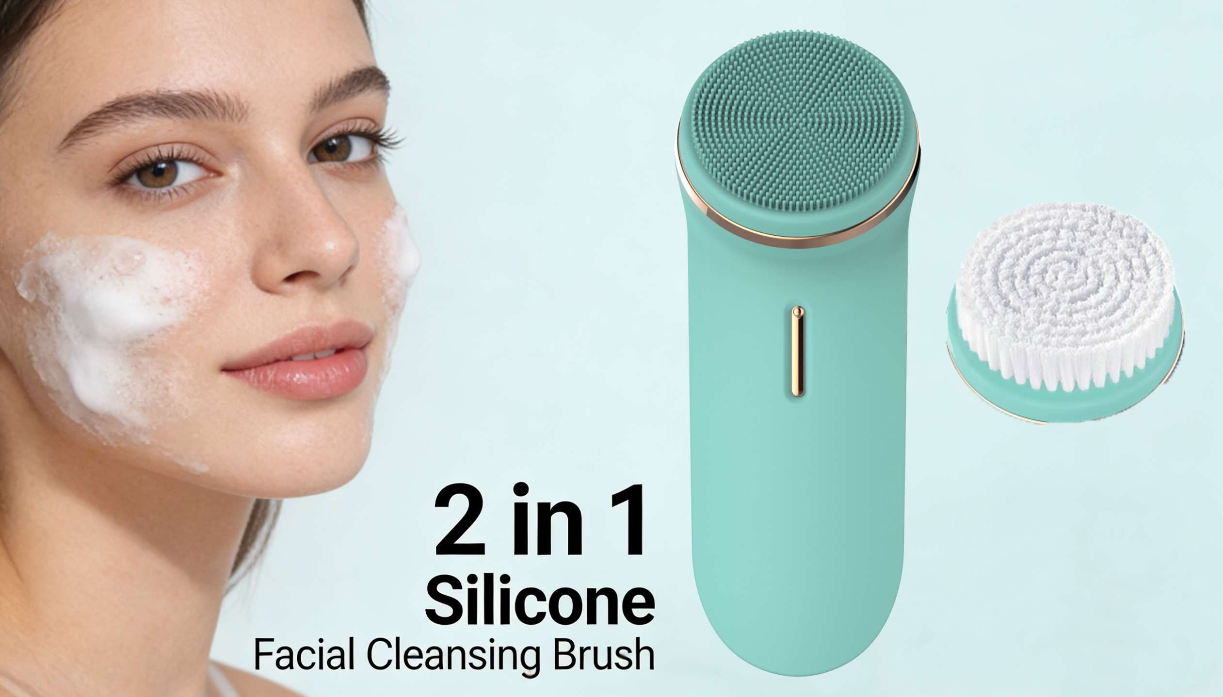 2 in 1 sonic facial cleansing brush Beauty care Rechargeable 2 in 1 Sonic facial cleansing brush