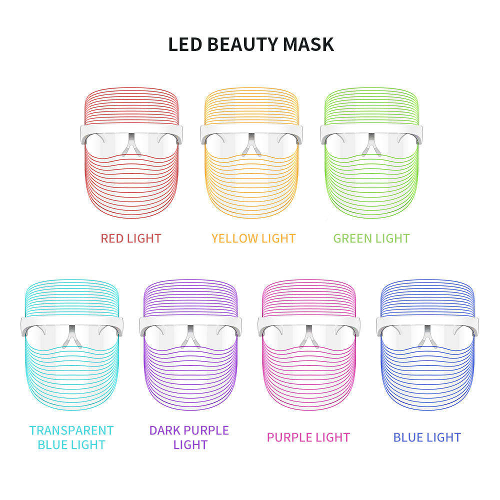 Rechargeable Wireless Led Face Mask Light Therapy 7 Color Beauty Light Therapy Led Facial Masks